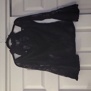 Killstar Cold Shoulder Lace Bell Sleeve Top